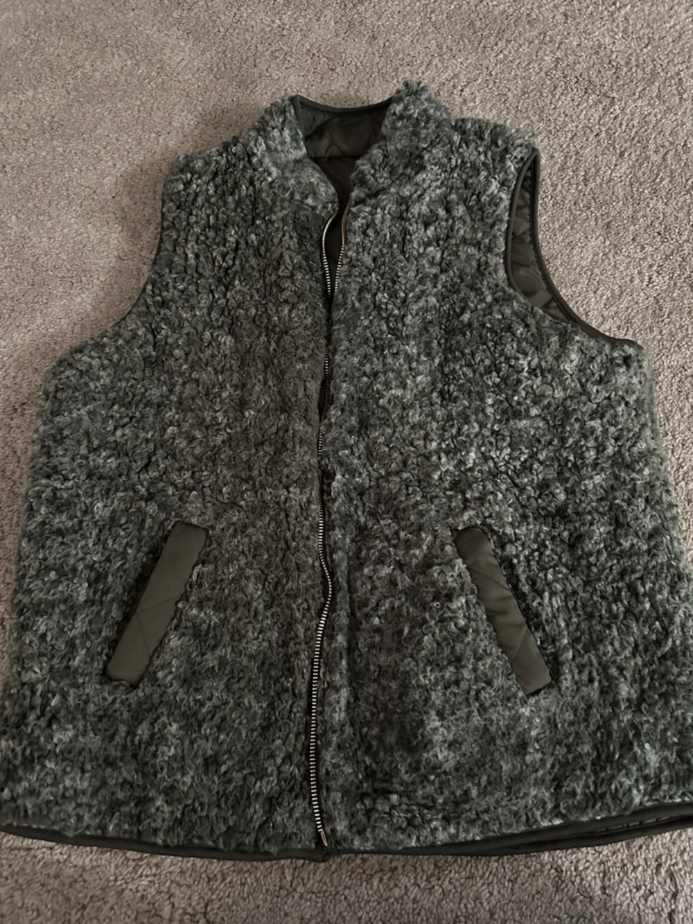 Quilted Reversible Vest in Olive Green